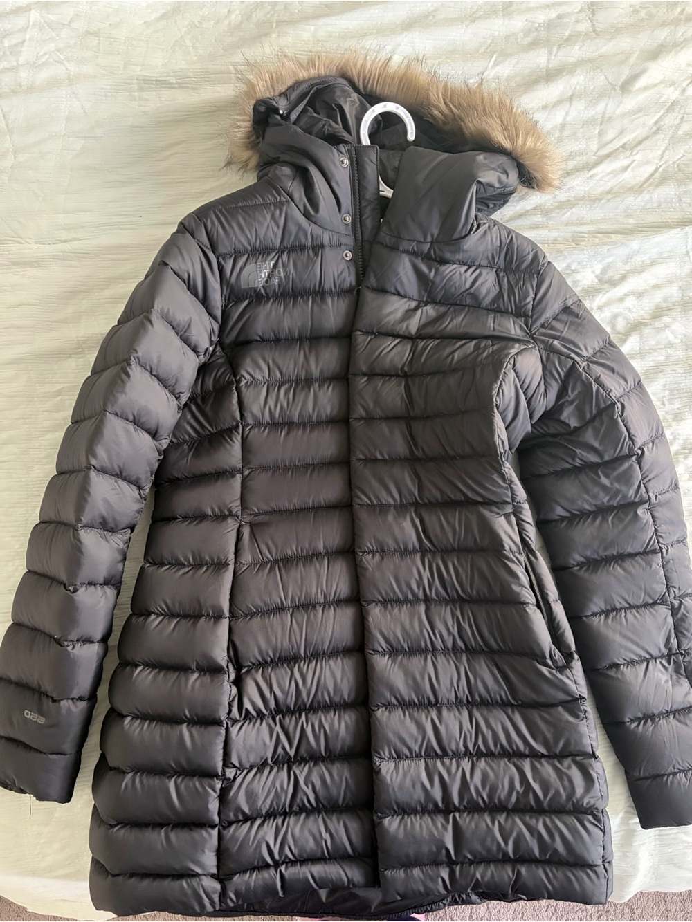The North Face Women's Black Puffer Coat with Faux Fur Hood